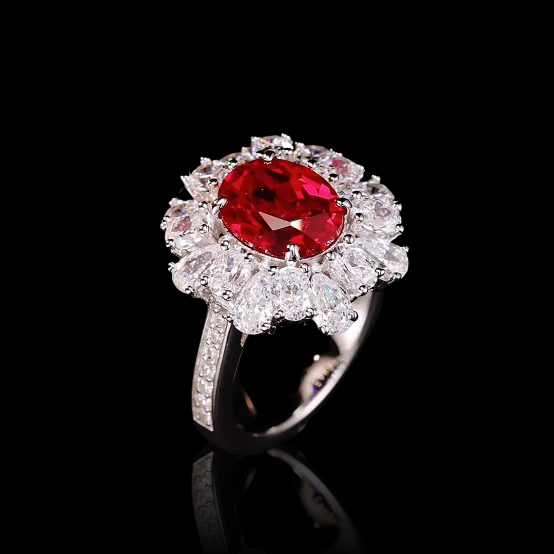 The Aurora Halo Ring: Created Ruby Edition