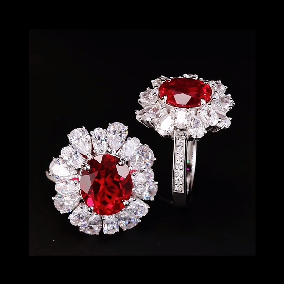The Aurora Halo Ring: Created Ruby Edition