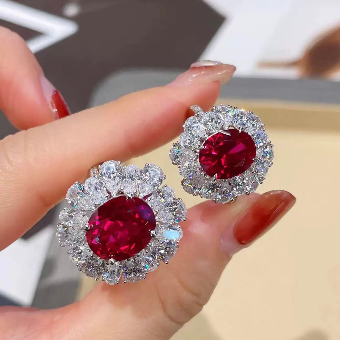 The Aurora Halo Ring: Created Ruby Edition