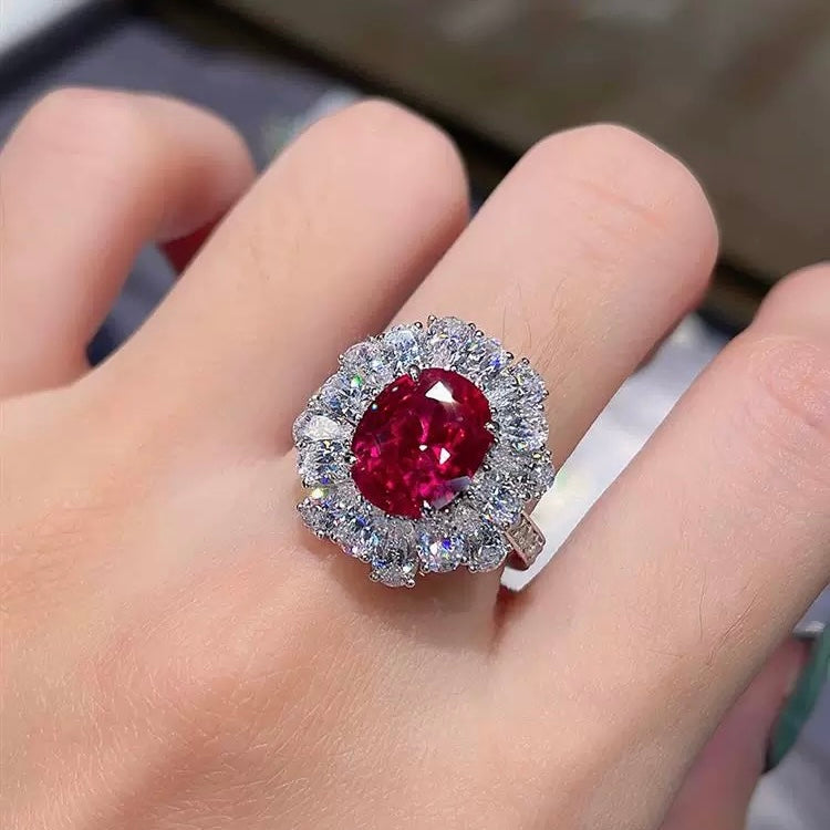 The Aurora Halo Ring: Created Ruby Edition