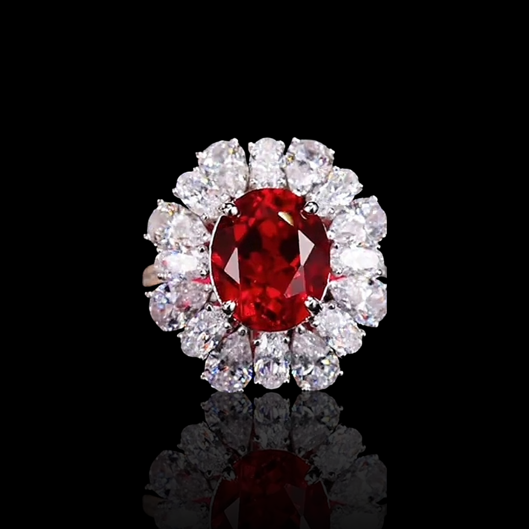 The Aurora Halo Ring: Created Ruby Edition