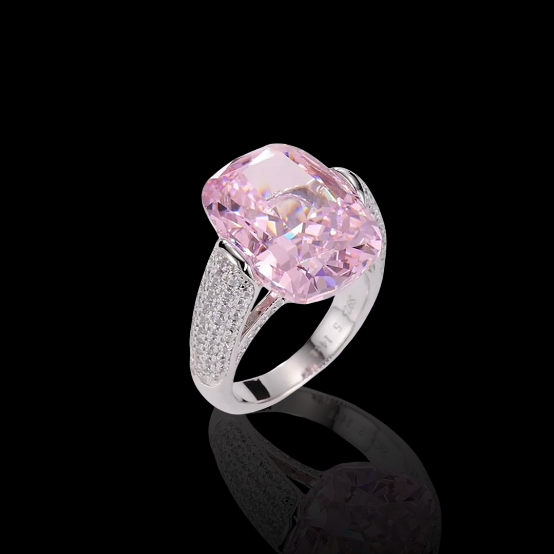 Blush Radiance: 14ct Pink Cubic Zirconia Ring