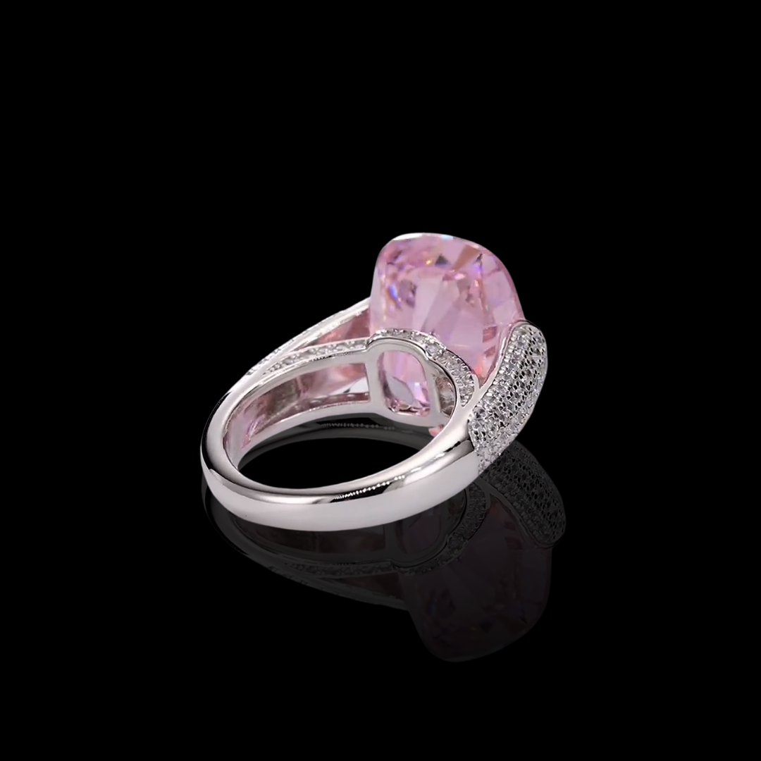 Blush Radiance: 14ct Pink Cubic Zirconia Ring