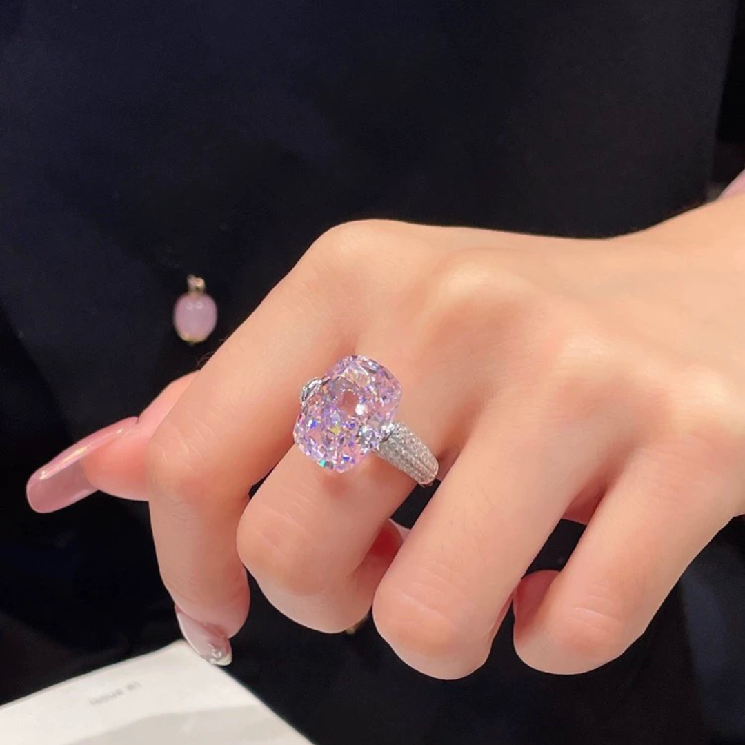 Blush Radiance: 14ct Pink Cubic Zirconia Ring