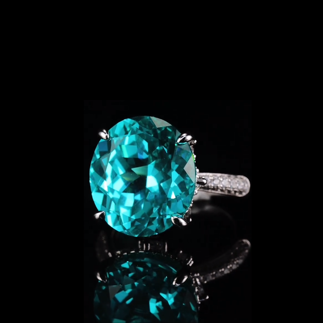 Ocean Radiance Ring – 12ct Paraiba-Coloured Cubic Zirconia