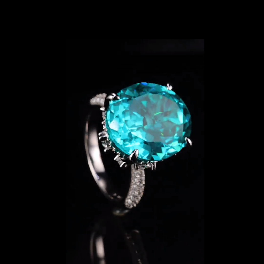 Ocean Radiance Ring – 12ct Paraiba-Coloured Cubic Zirconia