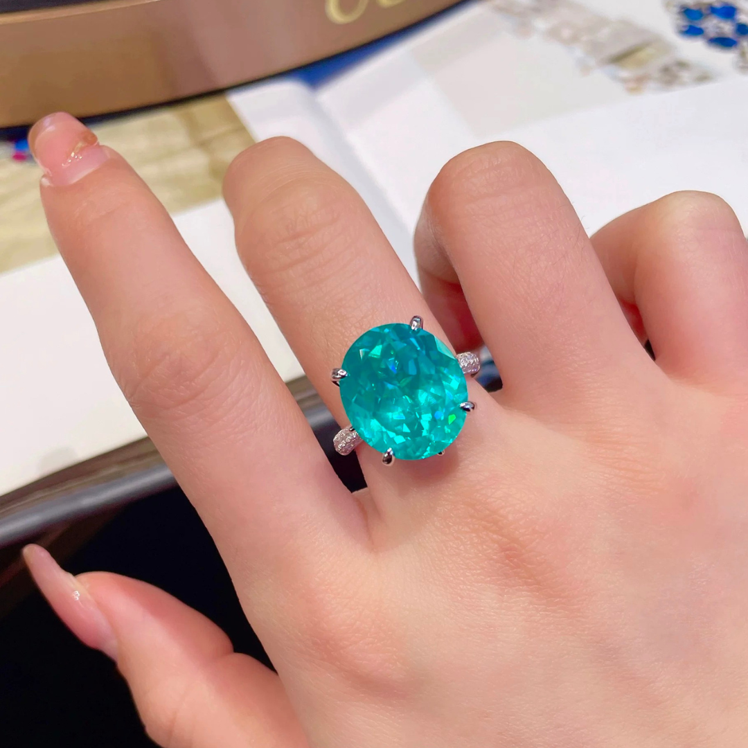 Ocean Radiance Ring – 12ct Paraiba-Coloured Cubic Zirconia