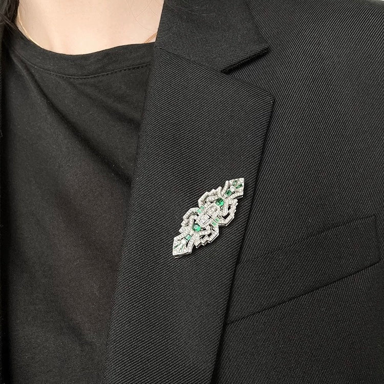 Art Deco Emerald Charm Brooch