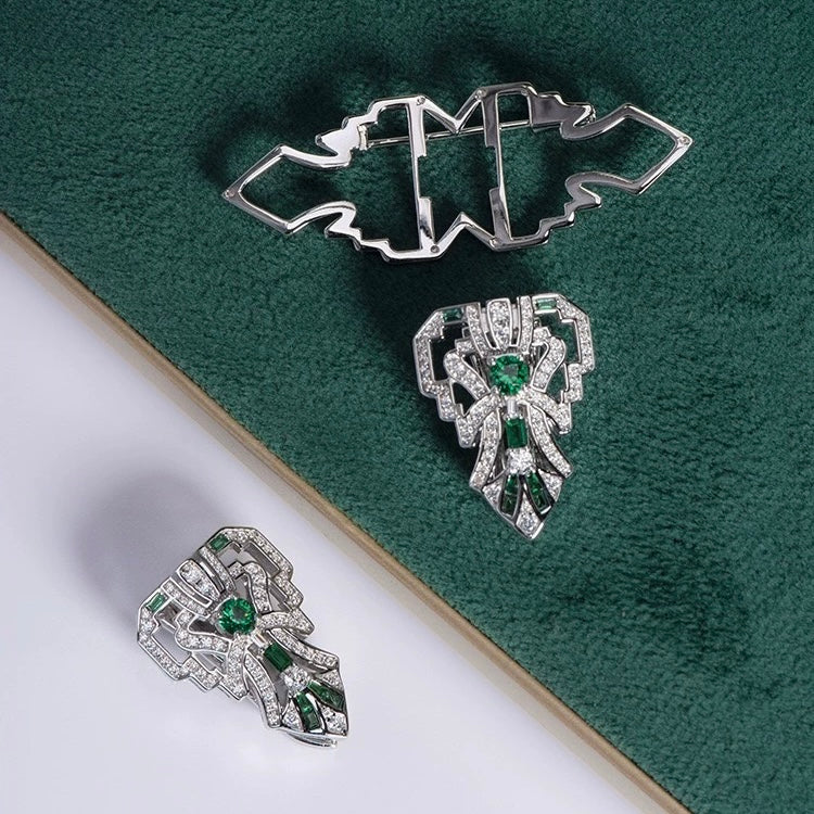 Art Deco Emerald Charm Brooch
