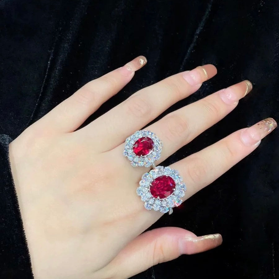 The Aurora Halo Ring: Created Ruby Edition