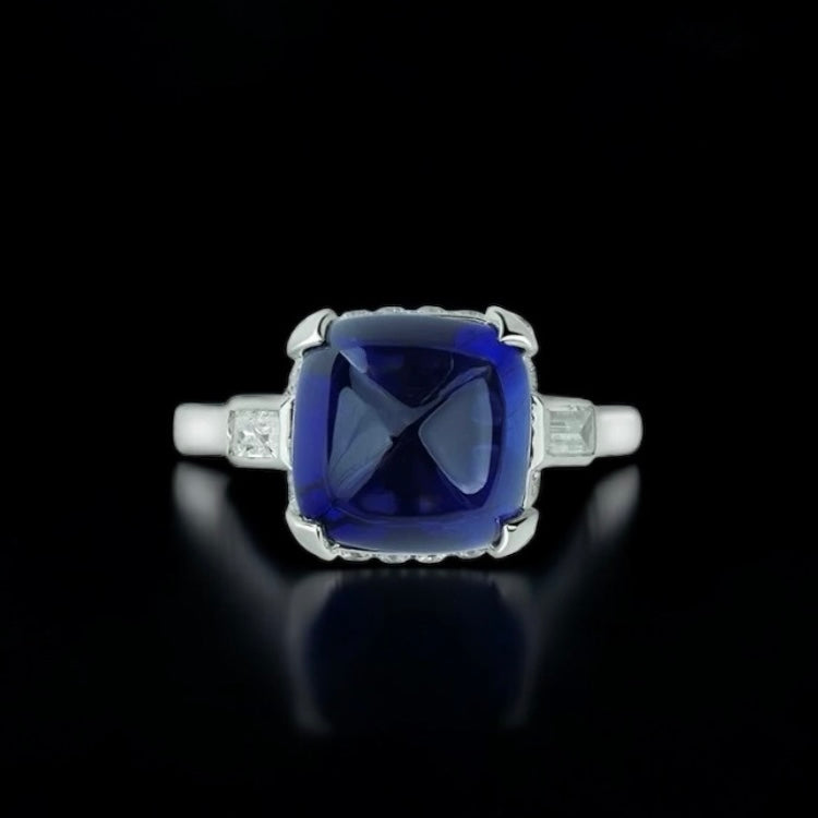 Dreamscape Ring | 5ct Sugarloaf Cut Created Sapphire or Ruby Ring in 18k Gold Vermeil
